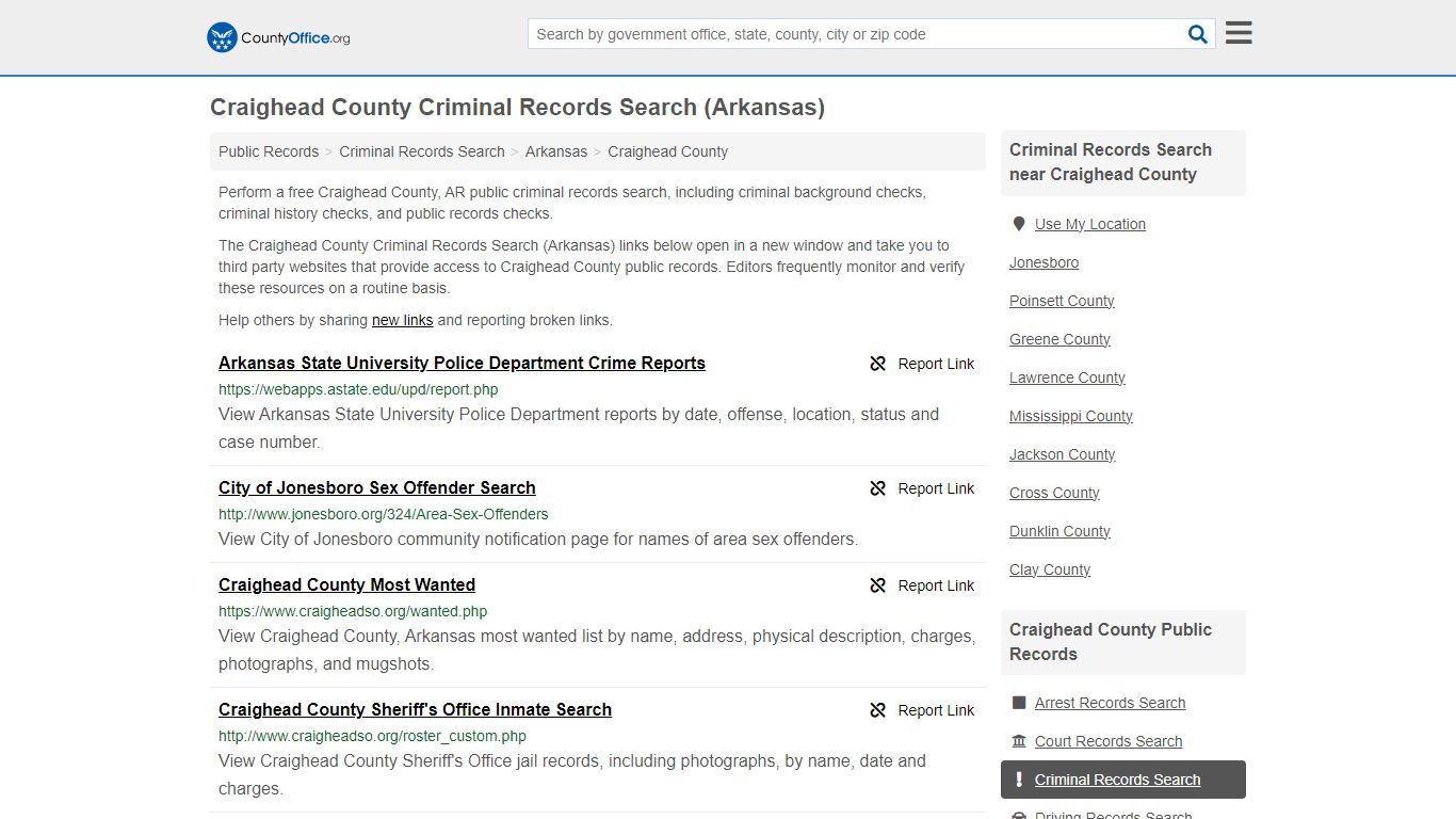 Craighead County Criminal Records Search (Arkansas) - County Office